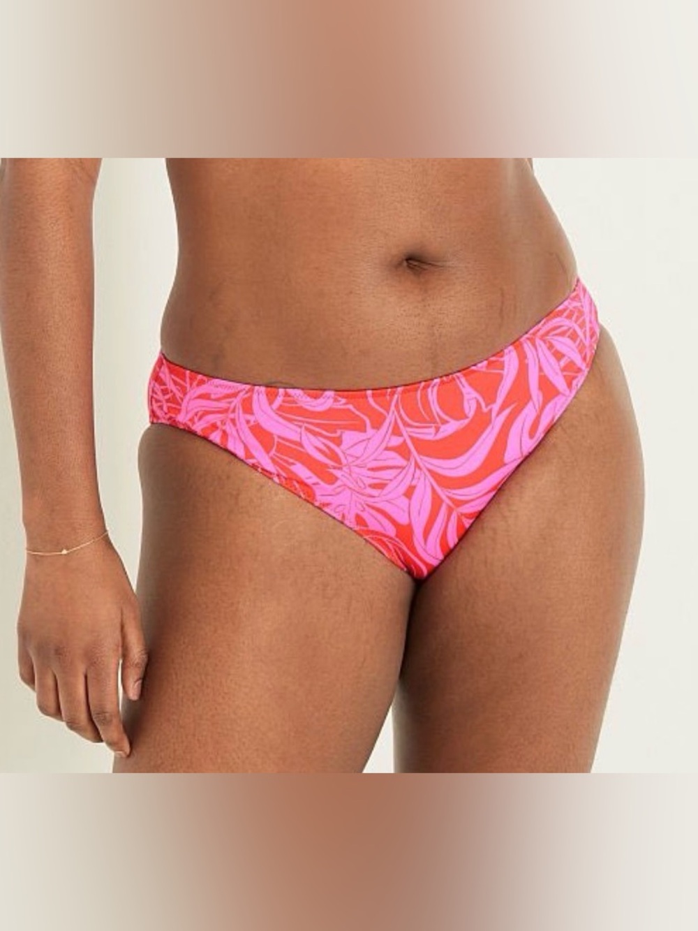PINK Victoria’s Secret Tropical Ruched Back Cheeky Bikini Bottoms Size L